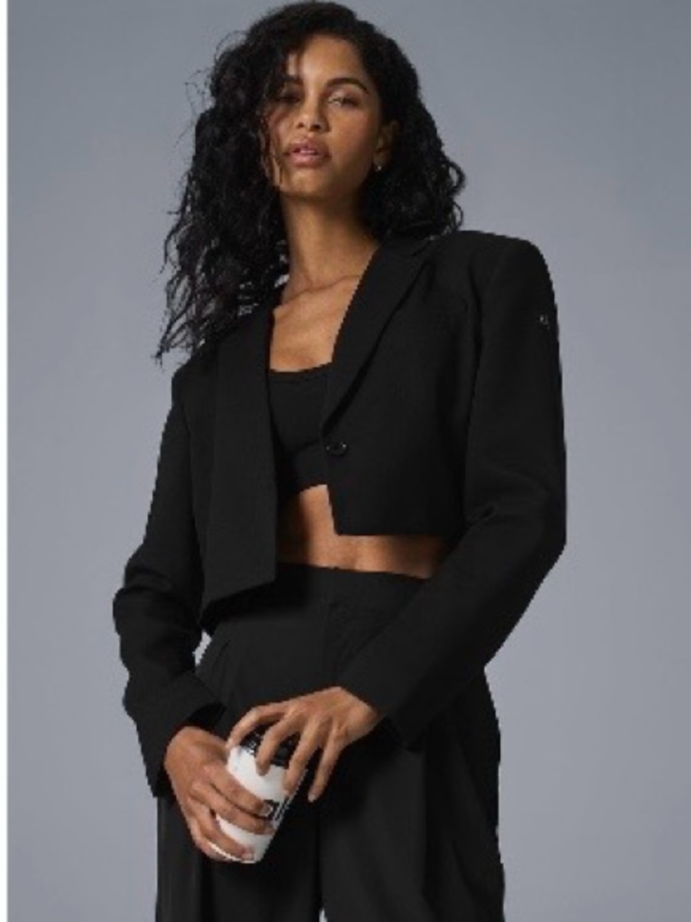 Aloyoga Cropped Black Blazer Jacket
